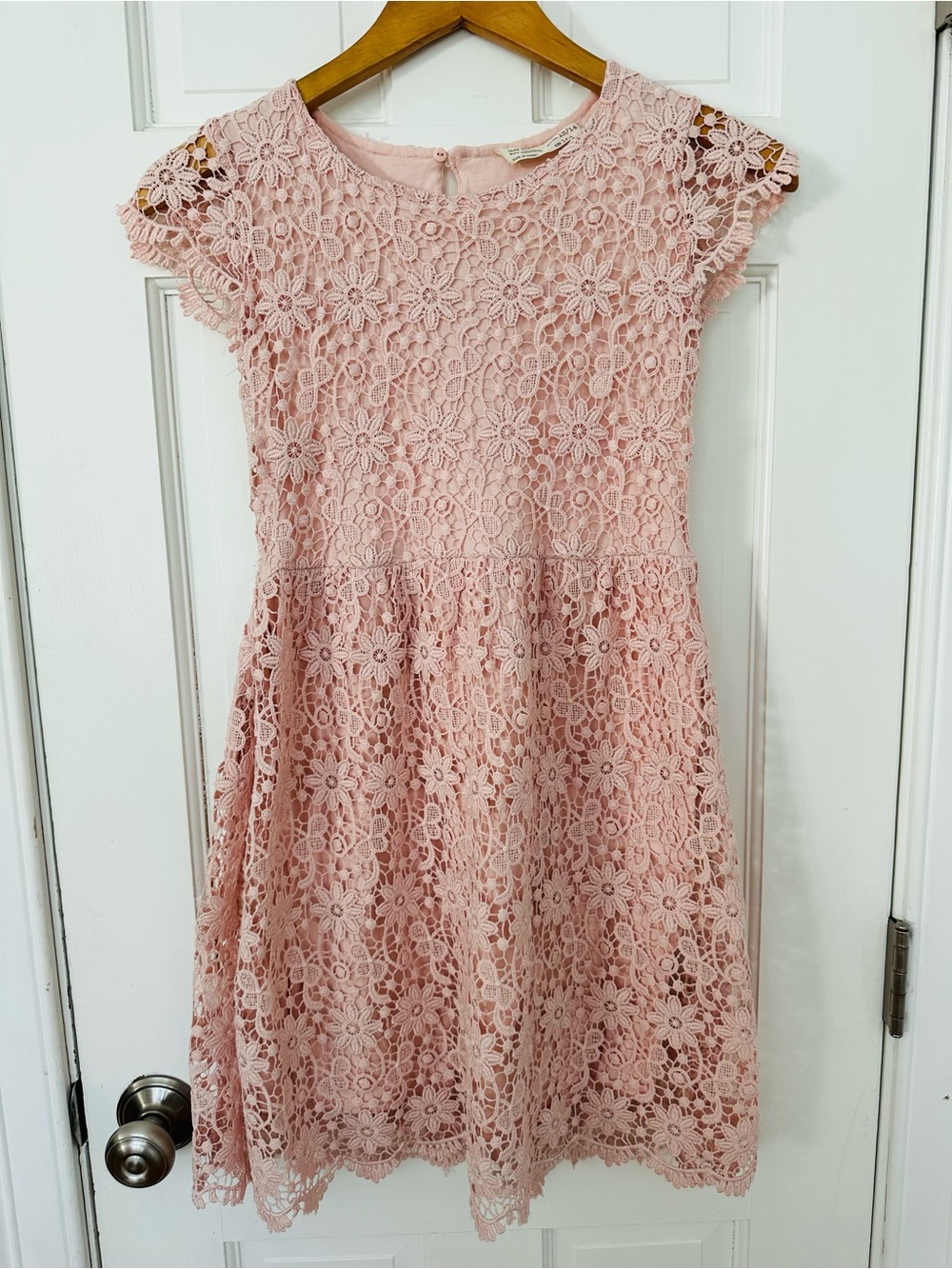 Zara Girls Soft Collection Blush Pink Lace Dress Sz 13/14